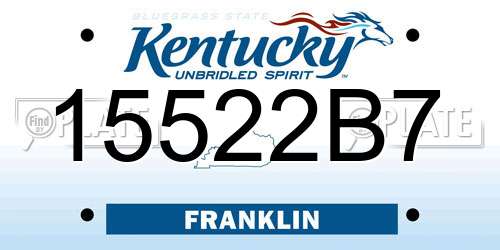 15522B7 Kentucky License Plate