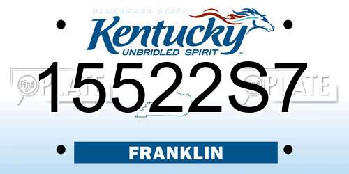 15522S7 Kentucky License Plate