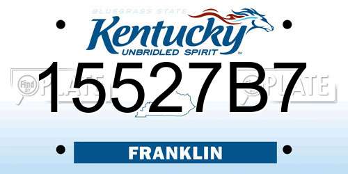 15527B7 Kentucky License Plate