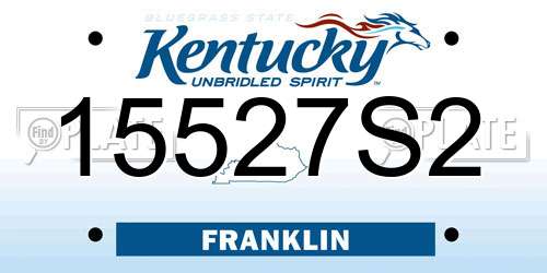 15527S2 Kentucky License Plate