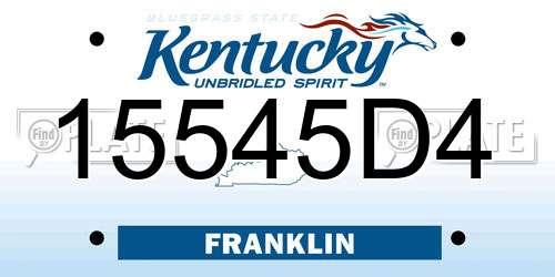 15545D4 Kentucky License Plate