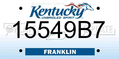 15549B7 Kentucky License Plate