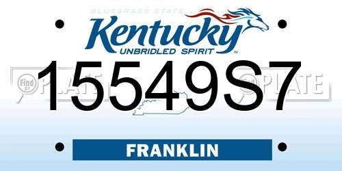 15549S7 Kentucky License Plate