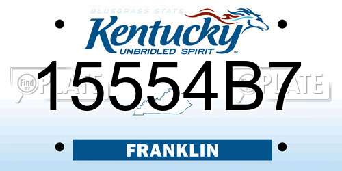 15554B7 Kentucky License Plate