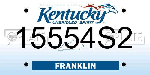 15554S2 Kentucky License Plate