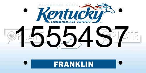 15554S7 Kentucky License Plate