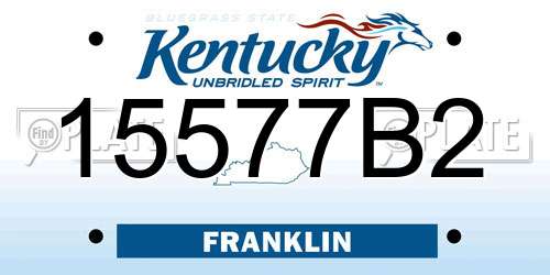 15577B2 Kentucky License Plate