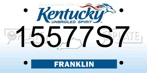 15577S7 Kentucky License Plate