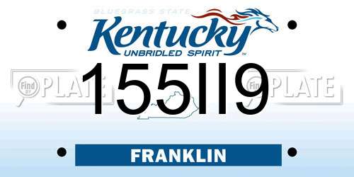 155II9 Kentucky License Plate
