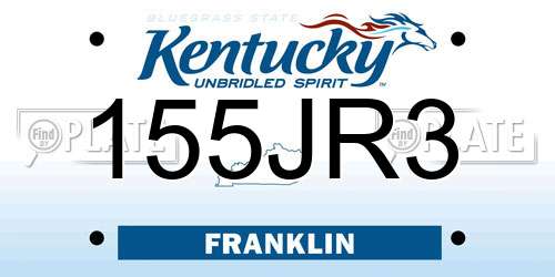 155JR3 Kentucky License Plate