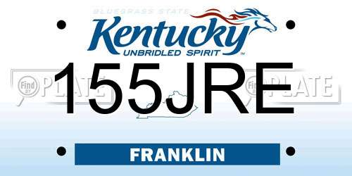155JRE Kentucky License Plate