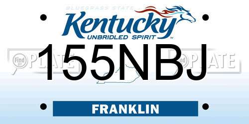 155NBJ Kentucky License Plate