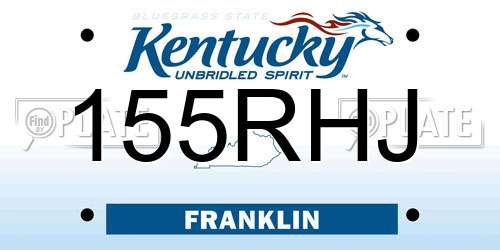 155RHJ Kentucky License Plate