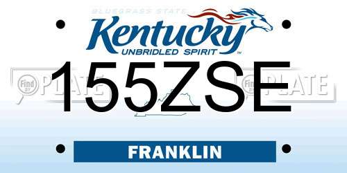 155ZSE Kentucky License Plate