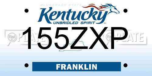 155ZXP Kentucky License Plate