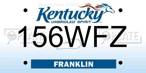 156WFZ Kentucky License Plate