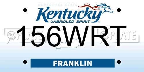156WRT Kentucky License Plate