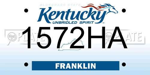 1572HA Kentucky License Plate