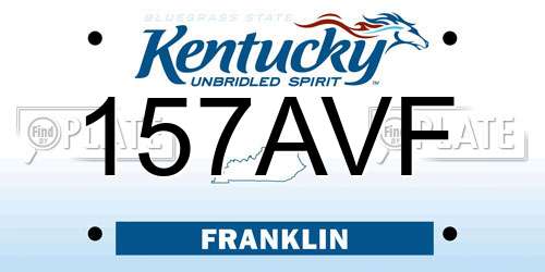 157AVF Kentucky License Plate