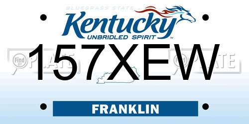 157XEW Kentucky License Plate