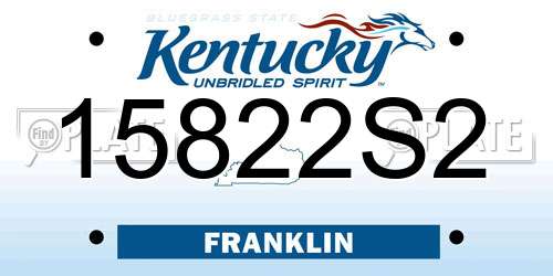 15822S2 Kentucky License Plate