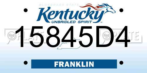 15845D4 Kentucky License Plate