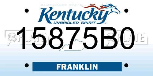 15875B0 Kentucky License Plate