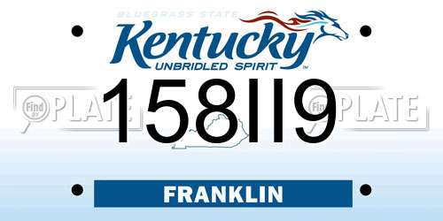 158II9 Kentucky License Plate