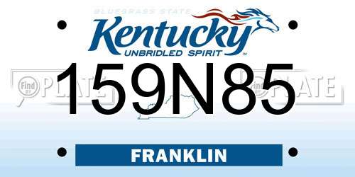 159N85 Kentucky License Plate