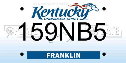 159NB5 Kentucky License Plate
