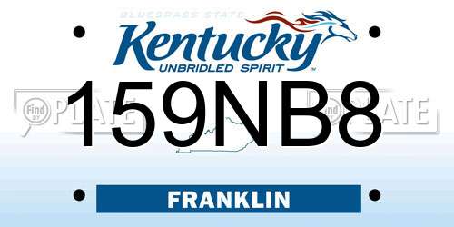 159NB8 Kentucky License Plate