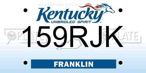 159RJK Kentucky License Plate