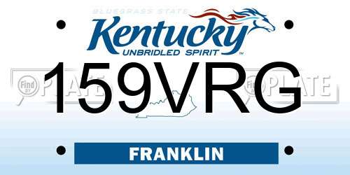 159VRG Kentucky License Plate