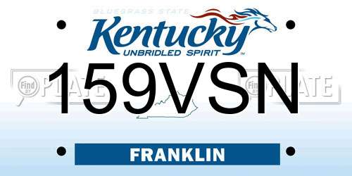 159VSN Kentucky License Plate