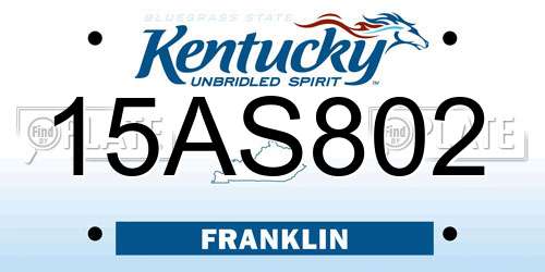 15AS802 Kentucky License Plate