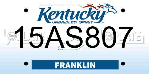 15AS807 Kentucky License Plate