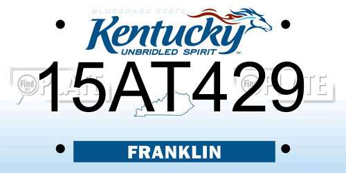 15AT429 Kentucky License Plate