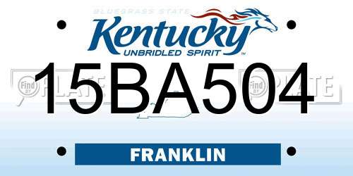15BA504 Kentucky License Plate