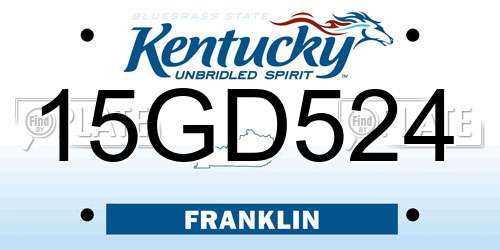 15GD524 Kentucky License Plate