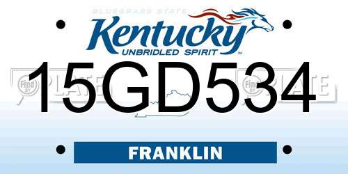 15GD534 Kentucky License Plate