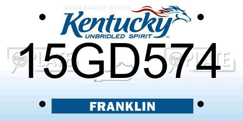 15GD574 Kentucky License Plate
