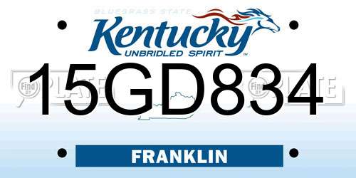 15GD834 Kentucky License Plate