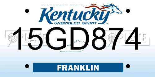 15GD874 Kentucky License Plate