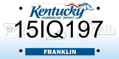15IQ197 Kentucky License Plate