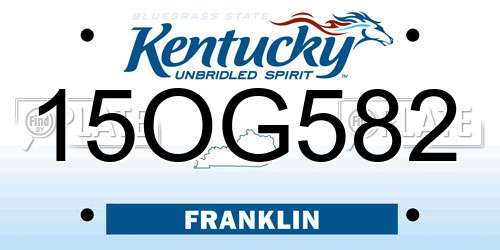 15OG582 Kentucky License Plate