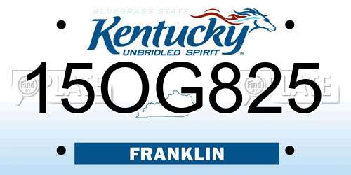 15OG825 Kentucky License Plate