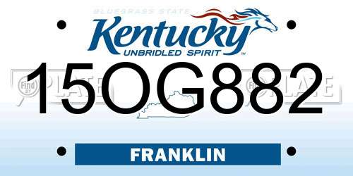 15OG882 Kentucky License Plate