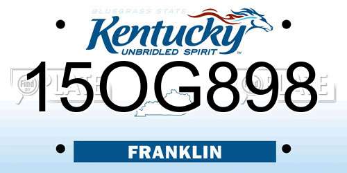 15OG898 Kentucky License Plate