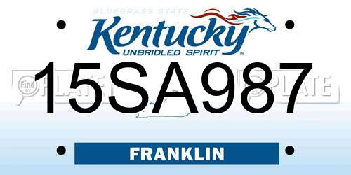 15SA987 Kentucky License Plate