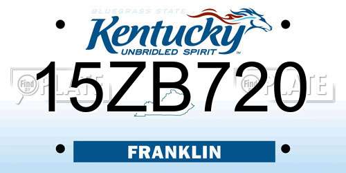 15ZB720 Kentucky License Plate